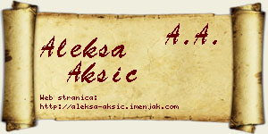 Aleksa Aksić vizit kartica